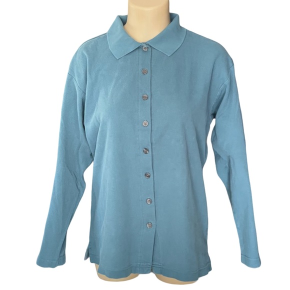 EDDIE BAUER Button Down Shirt Collared Cotton Dark Teal Size Medium - Picture 1 of 10